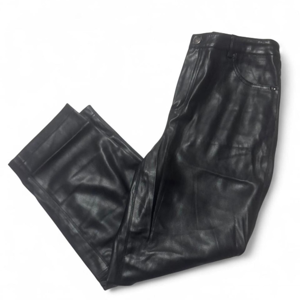 Ted Baker Black Faux Leather Straight Leg Pants